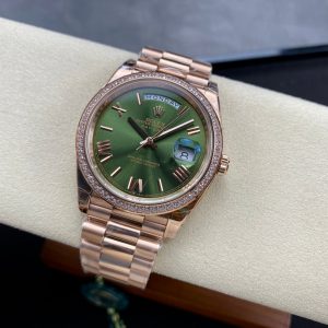 Day Date Rolex Weekly Journal Champaign 18K Gold Plated counter weight(rose gold diamonds daydate) - Image 5