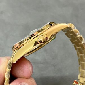 Day Date Rolex Weekly Journal 18K Yellow Gold Plated counter weight(Green dial gold daydate) - Image 6