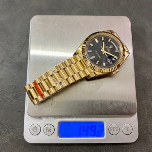 Day Date Rolex Weekly Journal 18K Yellow Gold Plated counter weight(Black dial gold daydate) - Image 10