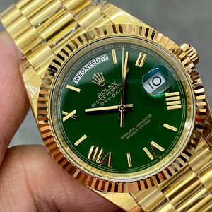 Day Date Rolex Weekly Journal 18K Yellow Gold Plated counter weight(Green dial gold daydate) - Image 3
