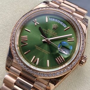 Day Date Rolex Weekly Journal Champaign 18K Gold Plated counter weight(rose gold diamonds daydate) - Image 4